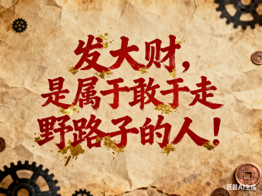 发大财,是属于敢于走野路子的人!